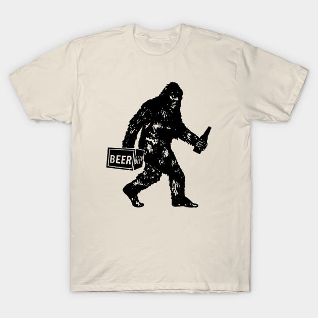 Bigfoot Drinking Beer Funny T-Shirt by toyrand